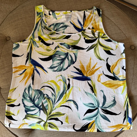 Chico’s Sleeveless Tropical Print Tank Top – Size 3 (XL/16-18) - Picture 1 of 3